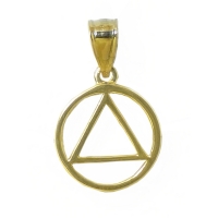 14k Gold, AA Symbol Pendant, Thick Style, Medium Size