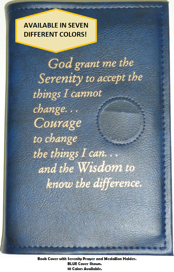 12 & 12 hardback book cover w/Serenity Prayer & Medallion Holder