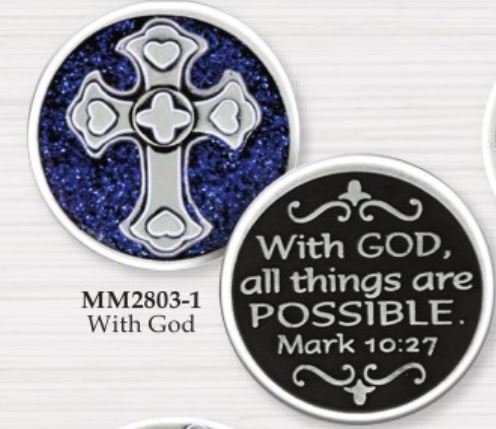 Glitter Coin - With God All Things are Possible/Cross