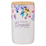 Today I'm Grateful For Purple Floral Ceramic Gratitude Jar with