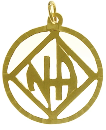 14k Gold Pendant, NA Symbol with "NA" Initials