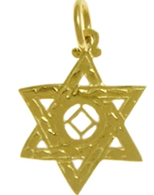 14k Gold Pendant, NA Symbol in a Jewish Star of David