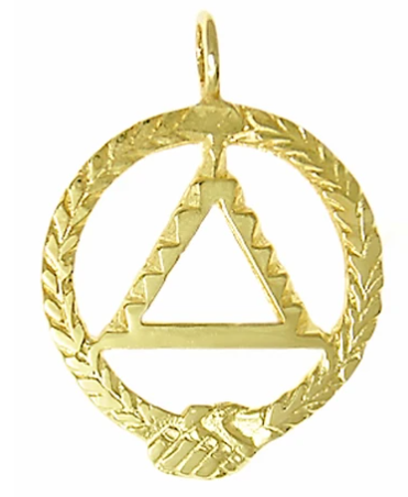 14k Gold, AA Circle of the Fellowship, Steps on Triangle Pendant