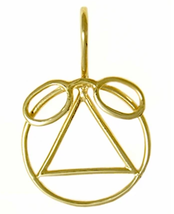 14k Gold Pendant, AA Symbol with a "New Pair of Glasses"