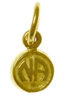 14k Gold Pendant, "NA" Initials in a Coin Style, Very Small