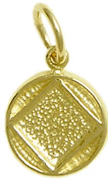 14k Gold Pendant, NA Symbol in Solid Textured Coin Style