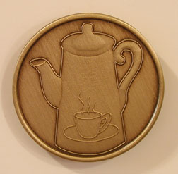 Coffee Pot Bronze Medallion