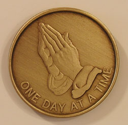 Praying Hands Polished Bronze Medallion