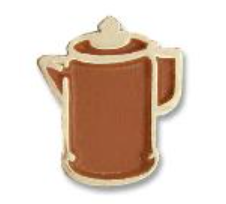 1" Brown Coffee Pot Pin