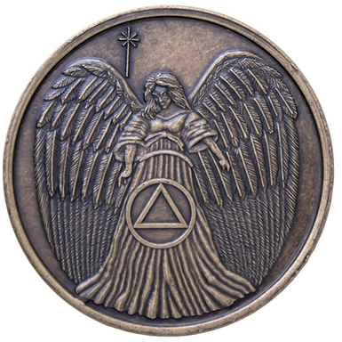 Guardian Angel AA Symbol Antique Bronze Medallion