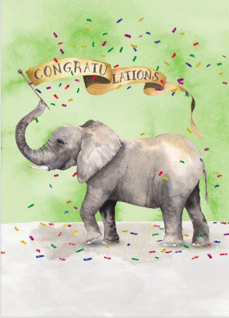 Confetti Elephant Congratulations Card
