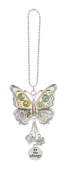 Bejeweled Butterfly Be the Change Car Charm