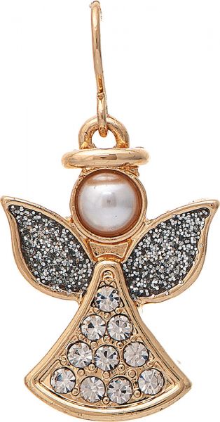 Gold Pearl Crystal Angel Earring