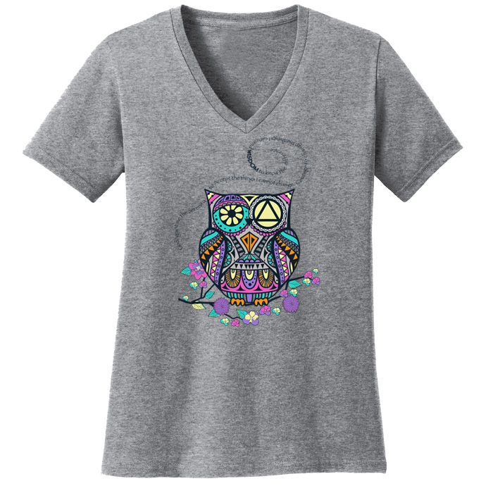 Serenity Prayer Owl Tee - Ash - Click Image to Close