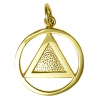 14k Gold, Textured Triangle Pendant, Medium Size
