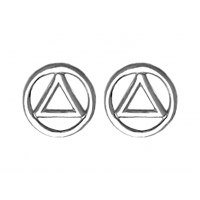 Small Sterling Silver AA Symbol Stud Earrings - Click Image to Close