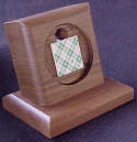 Wood Single Medallion Holder w Base (Walnut) - Click Image to Close