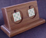 Wood Double Medallion Holder w Base (Walnut) - Click Image to Close