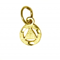 14k Gold Pendant, Diamond Cut Circle Solid Triangle, Very Small