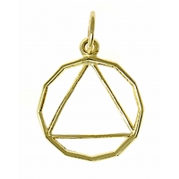 14k Gold, 12 Sided Circle Triangle Pendant, Medium Size - Click Image to Close