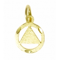 14k Gold Pendant, Diamond Cut Circle with Solid Triangle, Small - Click Image to Close