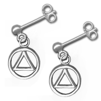 Sterling Silver, Small AA Symbol Stud Dangle Earrings