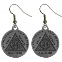 24 Hour Mini Recovery Medallion Earrings, Sterling Silver