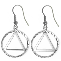 Sterling Silver, AA Symbol Diamond Cut Earrings - Click Image to Close