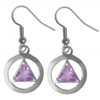 Sterling Silver, AA Symbol Earrings with Birthstone - Click Image to Close