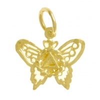14k Gold Pendant, AA Symbol on a Small Beautiful Butterfly