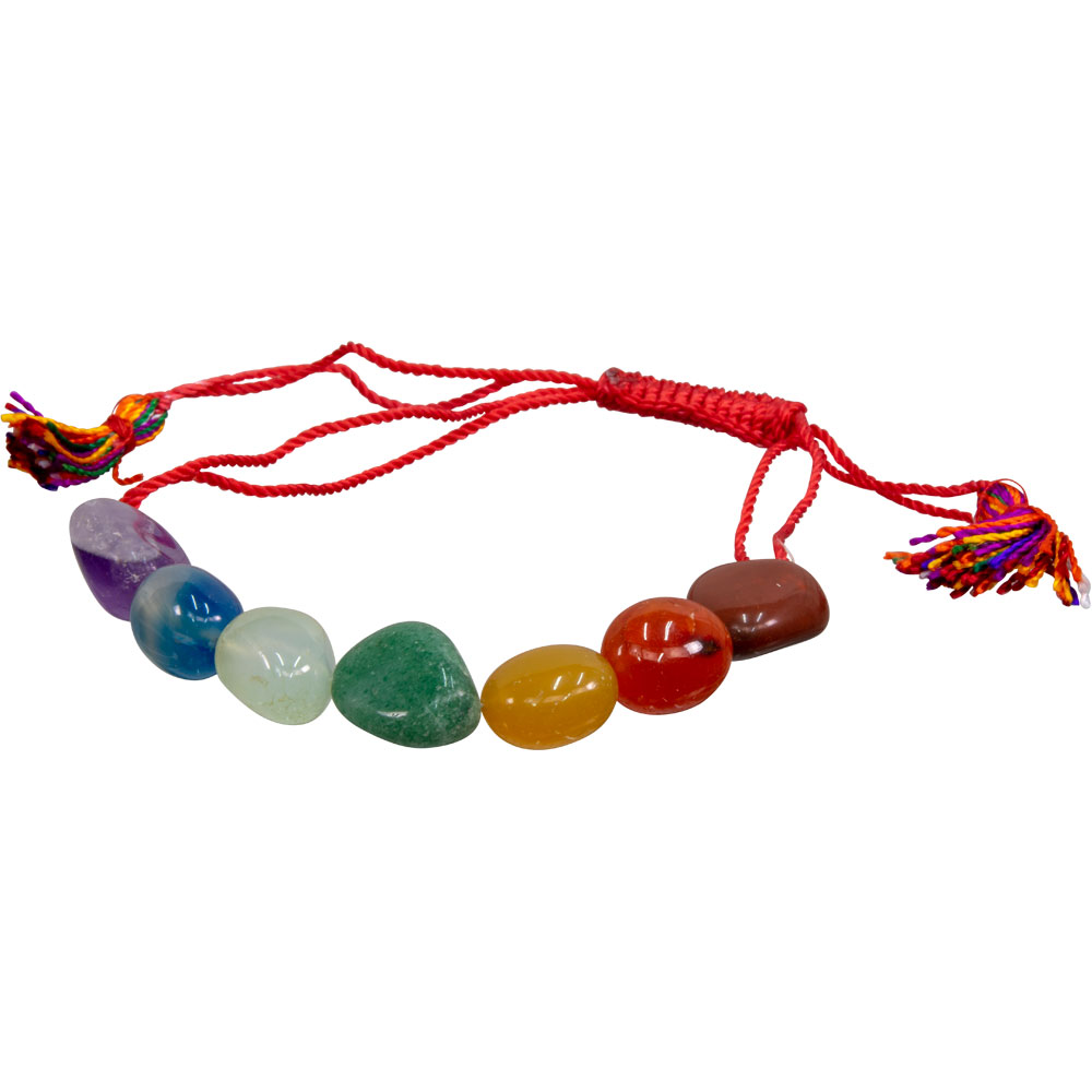 Adjustable Chakra bracelet with tassel