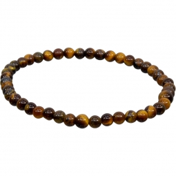 Elastic Bracelet 4mm Round Beads - Yellow Tiger Eye
