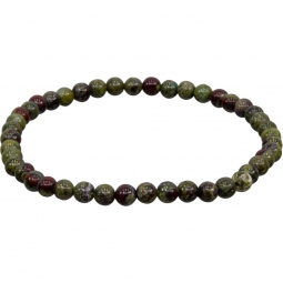 Elastic Bracelet 4mm Round Beads - Dragons Blood Jasper