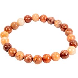 Elastic Bracelet 8-8.5mm Round Beads - Orange Aventurine