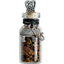 Tiger Eye Gemstone Bottle Elephant Necklace
