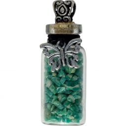 Amazonite Gemstone Chip Bottle Necklace with Butterfly