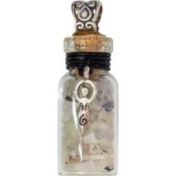 Moonstone Chip Bottle Necklace with Goddess