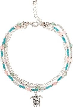 Multicolor Beaded Turtle Anklet
