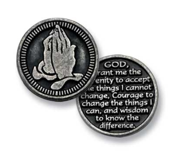 Praying Hands / Serenity Prayer Pewter Token Coin