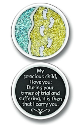Footprints Glitter Coin - Click Image to Close