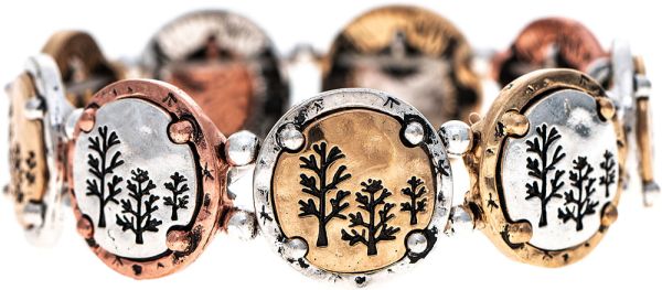 Multi Metal Engraved Trees Bracelet