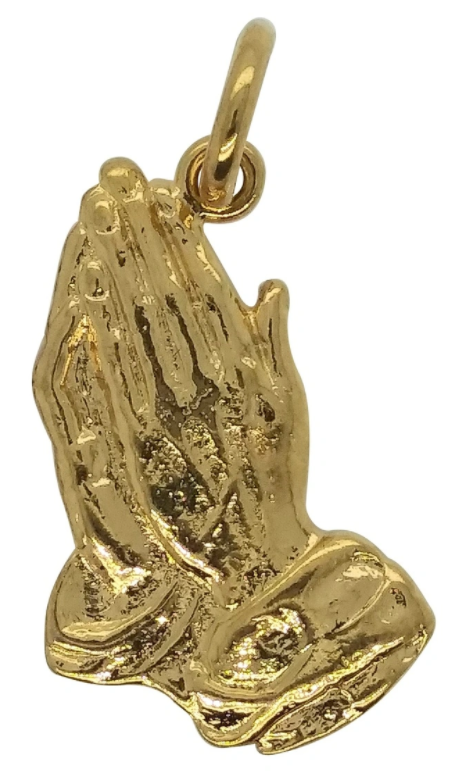 Gold Plated Sterling Silver Praying Hands Pendant