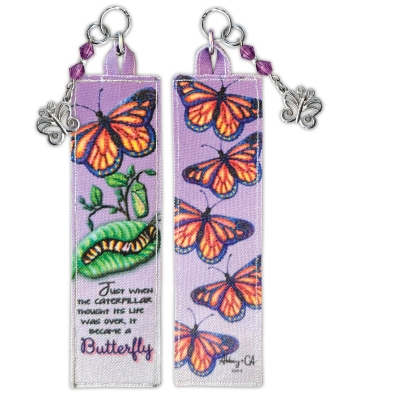 Butterfly Fabric Bookmark with Beads