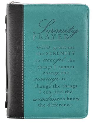 Serenity Prayer Two-Tone Aqua Faux Leather Book Cover