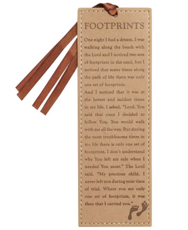 Footprints Faux Leather Bookmark