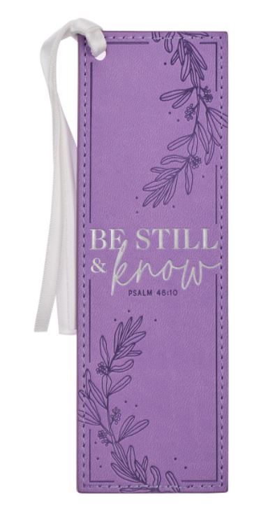 Be Still & Know Lilac Faux Leather Bookmark