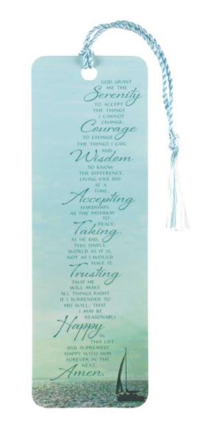 Serenity Prayer Sailboat Bookmark with Tassel - Click Image to Close