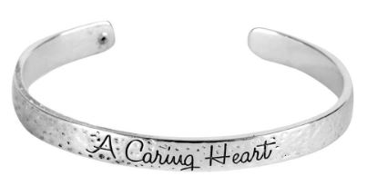 A Caring Heart Open Bangle Bracelet - Click Image to Close