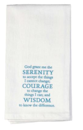 Serenity Prayer Dish Towel - Blue/White - Click Image to Close