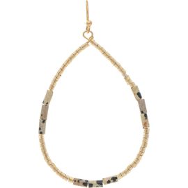 Gold Blue Jasper Bead Teardrop Earrings